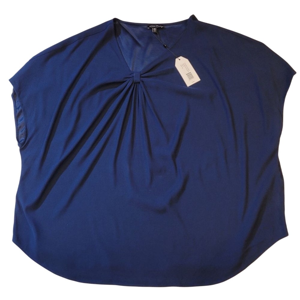 NWT Universal Standard Navy‎ Mackaya Luxe Twill Knot Top 30-32 US 2XL